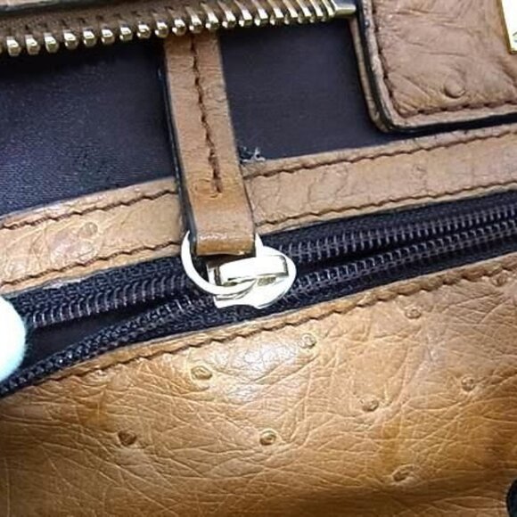 Max Mara Limited Edition Margaux Tan Ostrich Handbag Gold Hardware - Picture 7 of 8